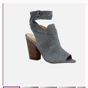 Joe’s peep toe ankle wrap block heel